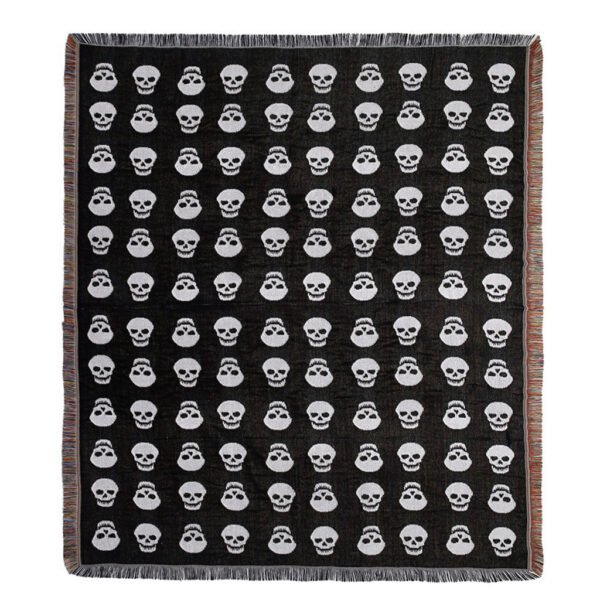 Skull Throw Boho Bed Throw Blanket Picnic Camping Woven Tapestry