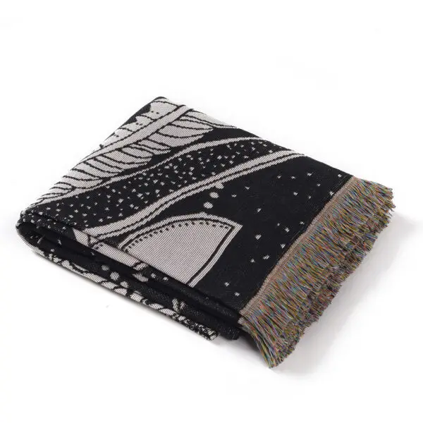 Moth Plaid Boho Bed Throw Blanket Picnic Camping Woven Tapestry - Image 3